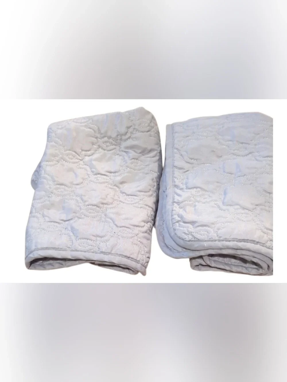 Set Of Two Vintage Quilted Pillow Shams. Soft Gray